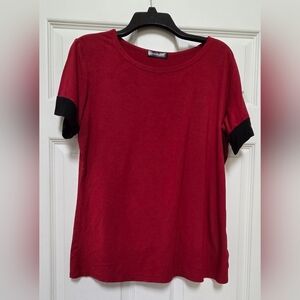 Women's Red and Black Short Sleeve Top